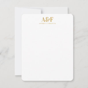 Couple Monogram Minimalist Simple Chic Gold White Card