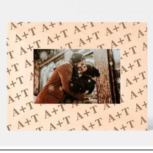 Couple Monogram Pattern Engraved Wood Frame
