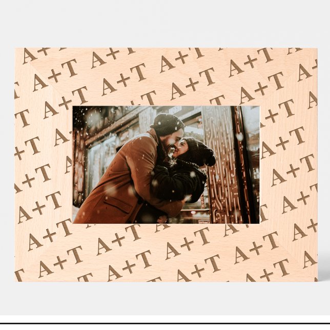 Couple Monogram Pattern Engraved Wood Frame (Creator Uploaded)