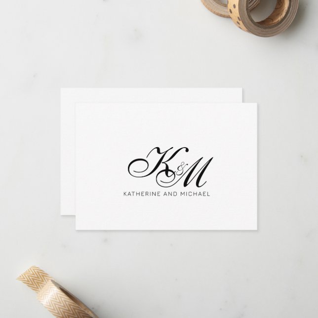 Couple Monogram Script Initials Name  Card (Front/Back In Situ)