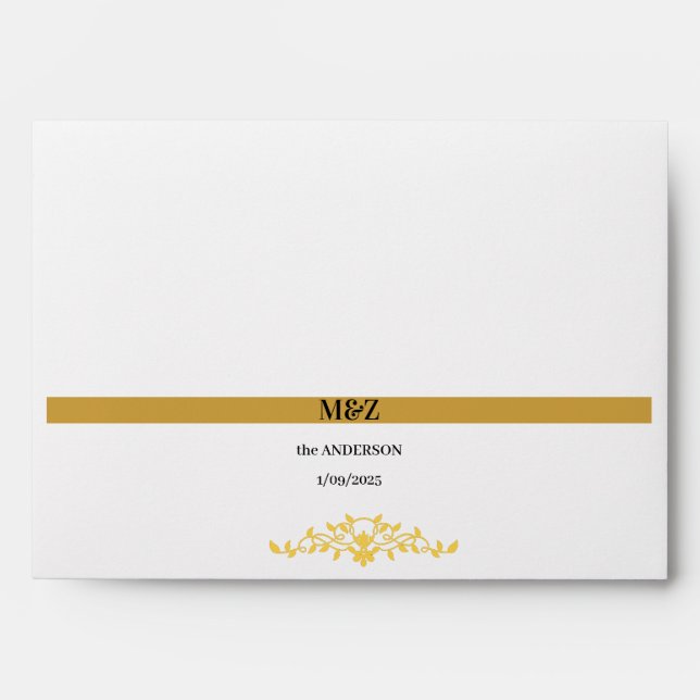Couple Monogram wedding date decorative boarder Envelope (Front)