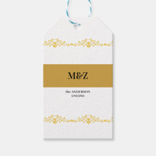 Couple Monogram wedding date decorative boarder Gift Tags