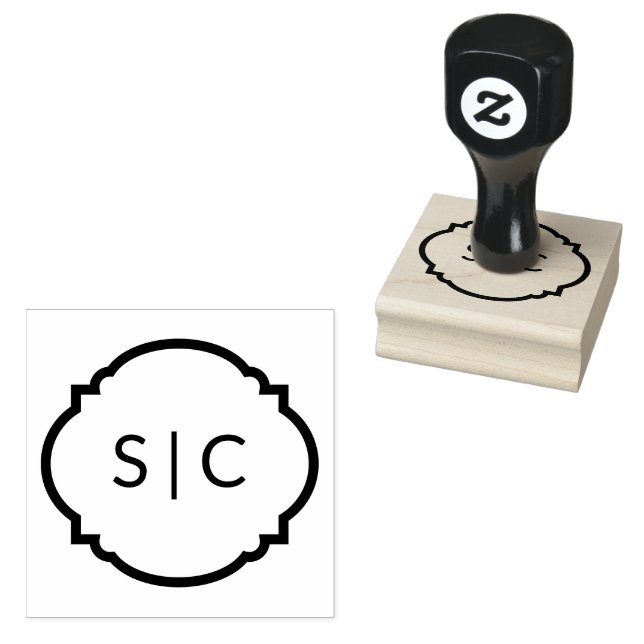 Couple Monogram Wood Art Stamp (Stamped)