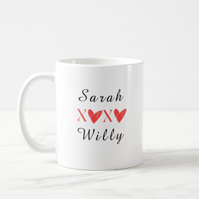 Couple Mug XOXO personnalisé (Gauche)