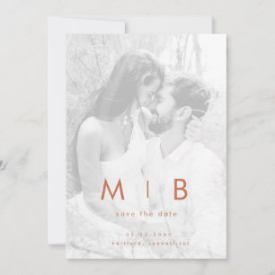 Couple Muted B/W Photo Terracotta Save the Date