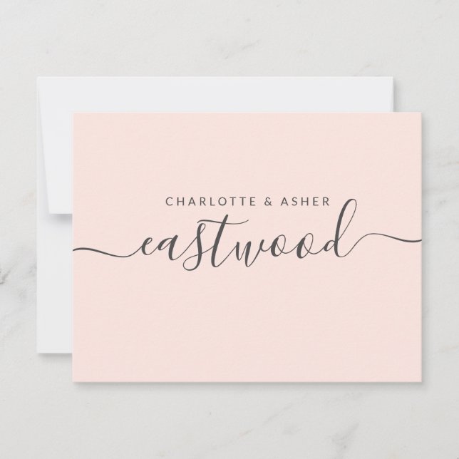 Couple Name Black On Pink Note Card (Front)