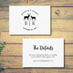 Couple Name Deer Monogram Rustic Country Wedding Enclosure Card