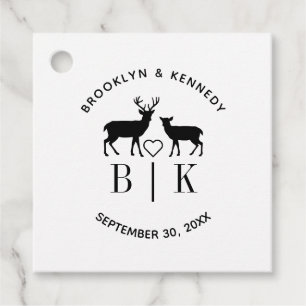 Couple Name Deer Monogram Rustic Country Wedding Favour Tags