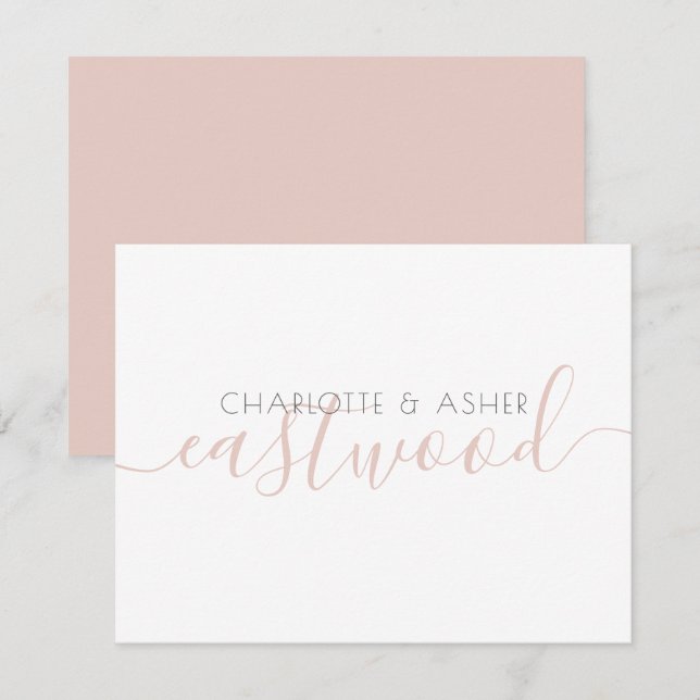 Couple Name Dusty Pink Monogram Note Card (Front/Back)