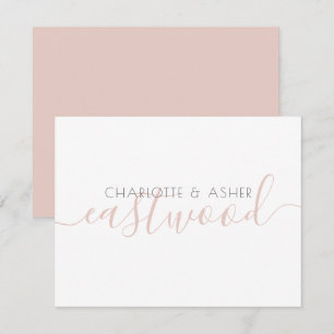 Couple Name Dusty Pink Monogram Note Card