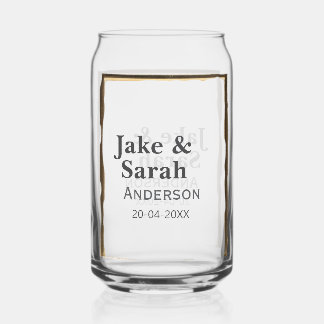 Couple name gray golden frame border wedding date