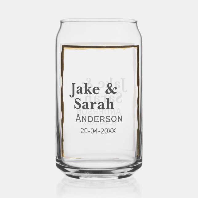 Couple name gray golden frame border wedding date  (Recto)
