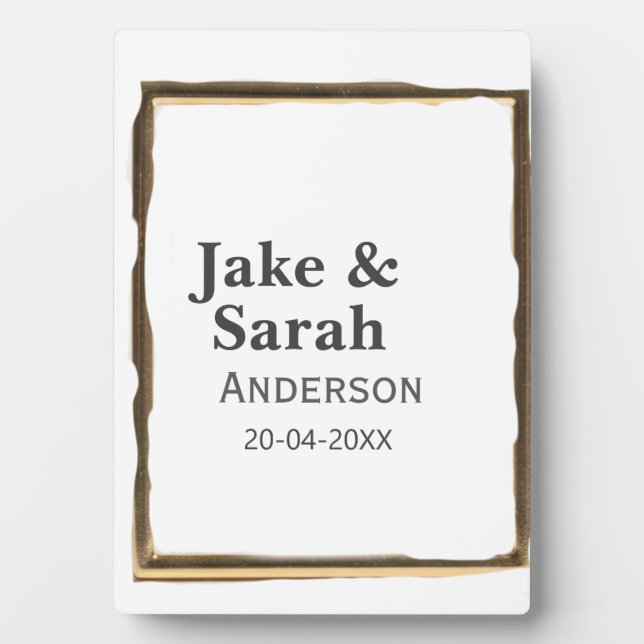 Couple name gray golden frame border wedding date  (Front)