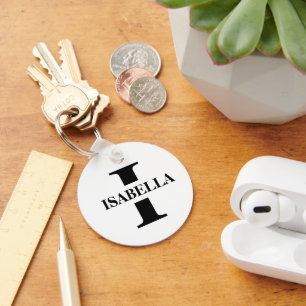 Couple Name Inside Initial Monogram Design Keychain