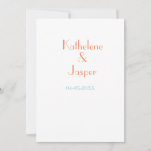 COUPLE NAME PEACH GREEN DATE WEDDING ROMANTIC ELEG INVITATION