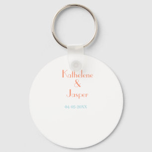 COUPLE NAME PEACH GREEN DATE WEDDING ROMANTIC ELEG KEYCHAIN