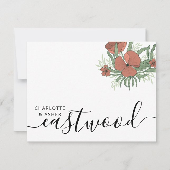 Couple Name Wedding Monogram Floral Card (Front)