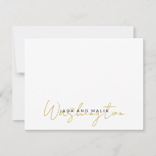 Couple Name Wedding Monogram Gold Script Name Card