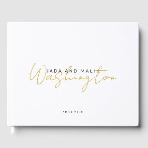 Couple Name Wedding Monogram Gold Script Name Guest Book