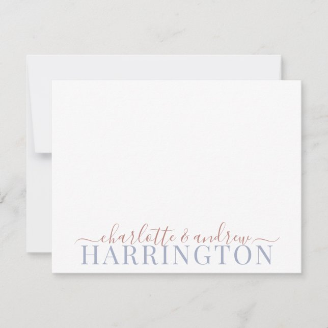 Couple Name Wedding Monogram Pastel Rust Blue Grey Card (Front)