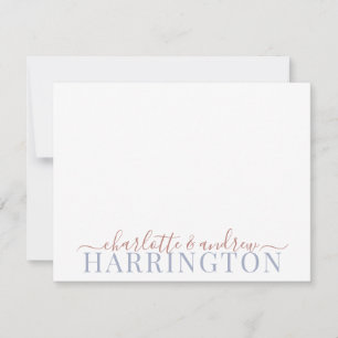 Couple Name Wedding Monogram Pastel Rust Blue Grey Card