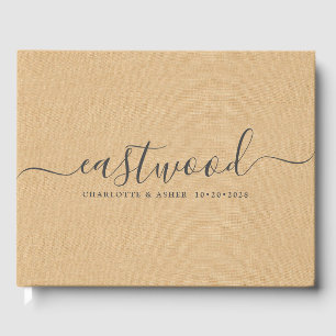 Couple Name Wedding Monogram Peach Cream Guest Book