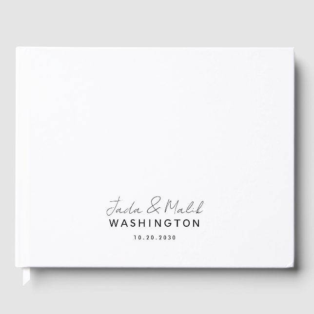 Couple Name Wedding Monogram Script Name  Guest Book (Front)