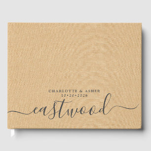 Couple Name Wedding Monogram Tan Guest Book