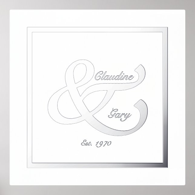 Couple Names & Date Foil Print Poster (Front)