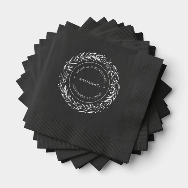Couple Names Established Date Year Gold Foil Napkins (Insitu (Stacked))