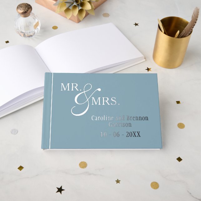 Couple Names Established Date Year Gold Guest Book (Front Open)