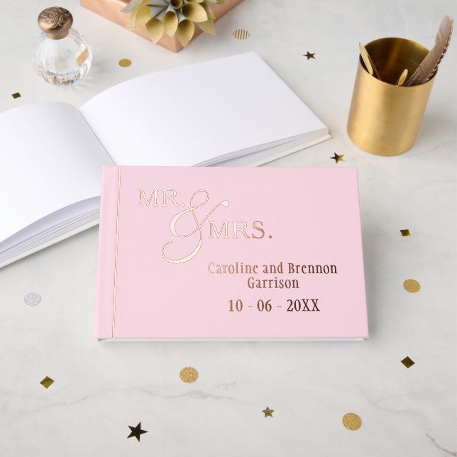 Couple Names Established Date Year Gold Guest Book (Front Open)