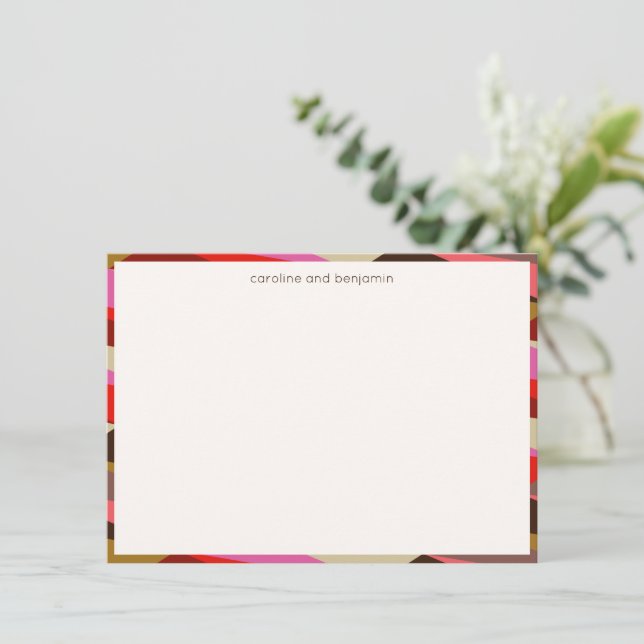 Couple Names Geometric Pink Gold Modern Border Card (Standing Front)