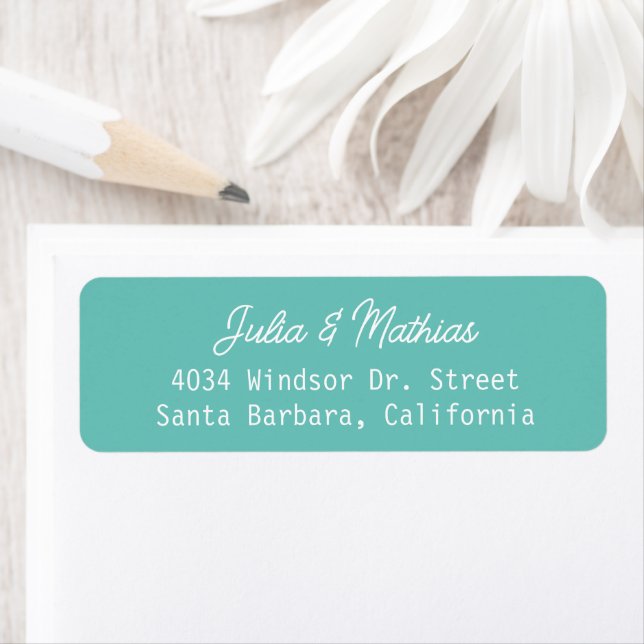 Couple Names Light Teal Wedding Address (Insitu)