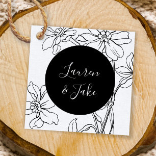 Couple Names Modern Floral Wedding Favour Tags