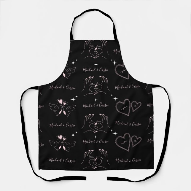 Couple Names Pattern Romantic Valentine's Day Cute Apron (Front)