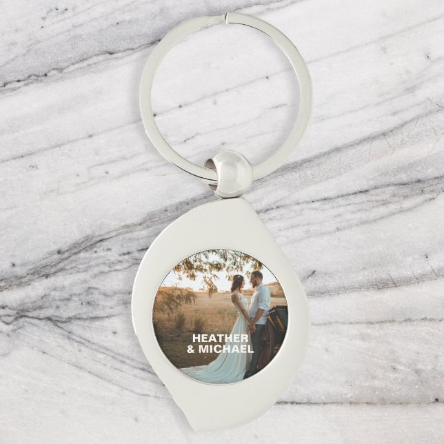 Couple Names Photo Simple Keychain (Creator Uploaded)