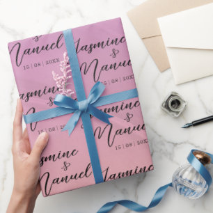 Couple Names Pink Cadeau Mariage papier