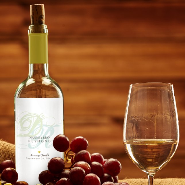 couple names script monogram on white wine label (simple and clean monogram)