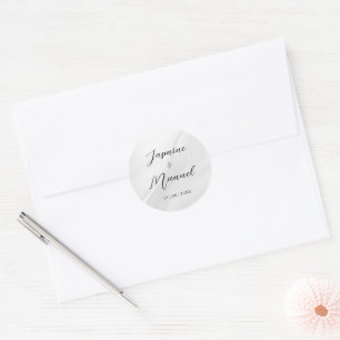 Couple Names White Gift Wedding Classic Round Sticker