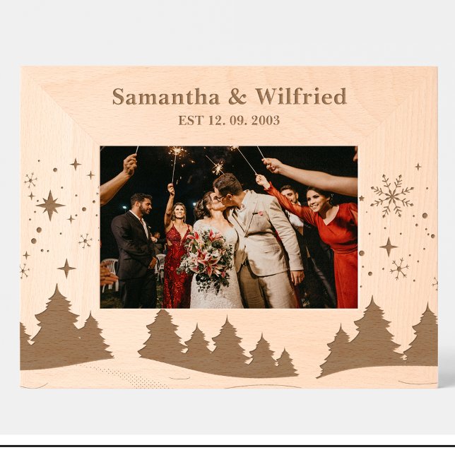 Couple Nature Scènes Hiver Engravé Bois Cadre (Créateur téléchargé)