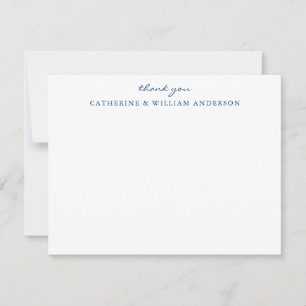 Couple Newlywed Blue Script Thank You Stationery Card