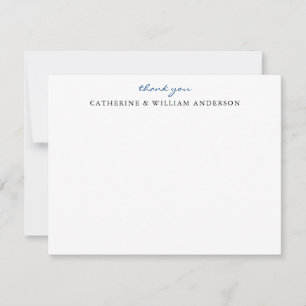 Couple Newlywed Blue Script Thank You Stationery Card