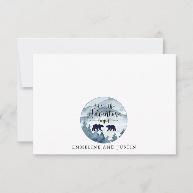 Couple Newlywed Forest Watercolor Adventure Begins Card (Front)