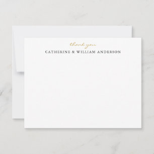 Couple Newlywed Gold Script Thank You Stationery Card