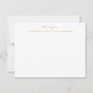 Couple Newlywed Gold Script Thank You Stationery Card