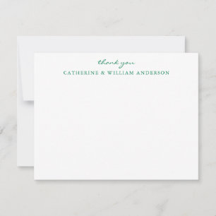 Couple Newlywed Green Script Thank You Stationery Card