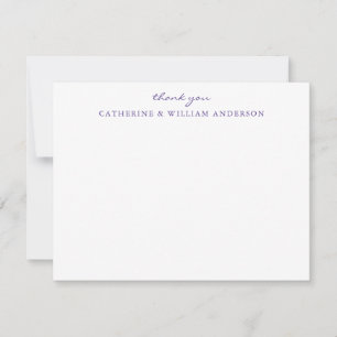 Couple Newlywed Purple Script Thank You Stationery Card