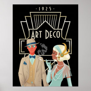 Couple Noir Art Déco Vintage Glamour Années 1920