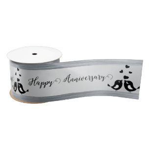 Couple of birds satin ribbon